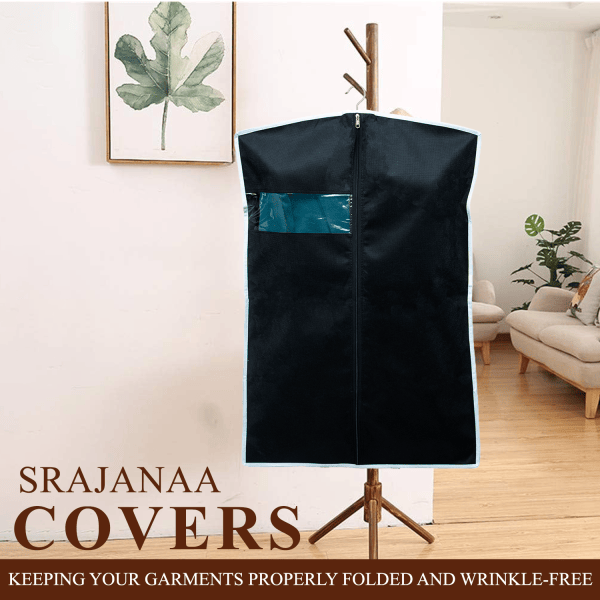 Black Rexin Coat Cover with PVC Window Design