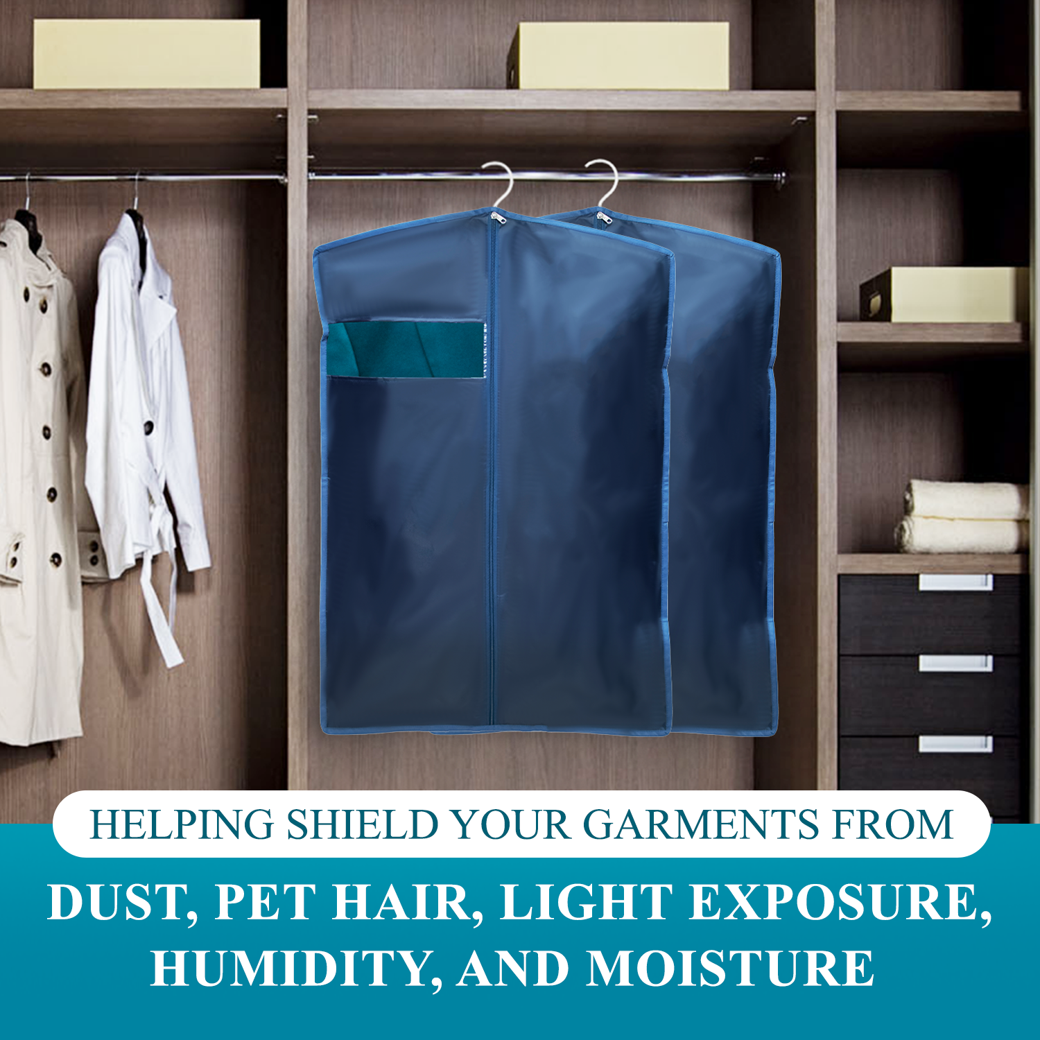 High-Quality Blue Rexin Coat Cover with Window - Image 4