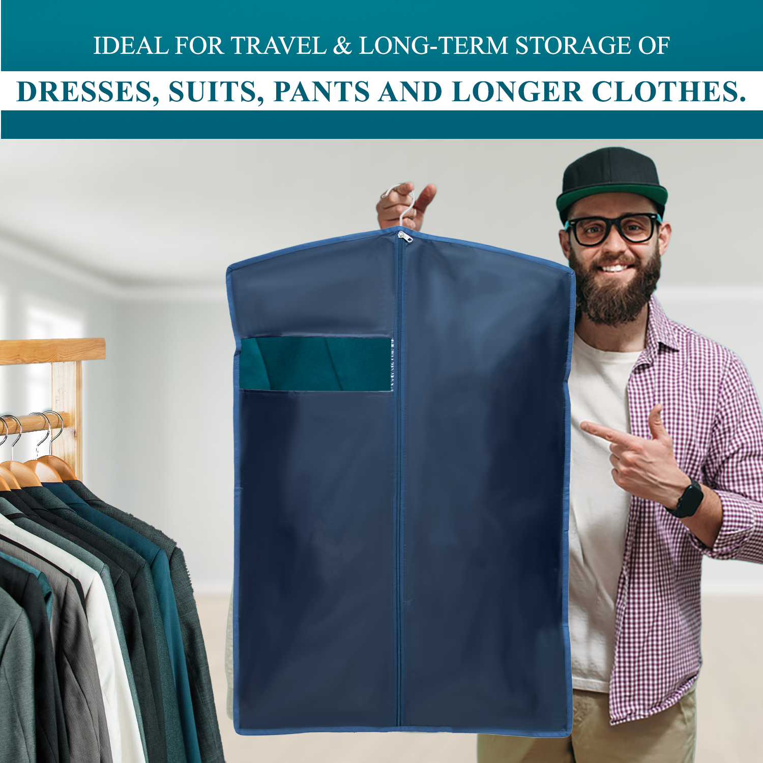 High-Quality Blue Rexin Coat Cover with Window - Image 5