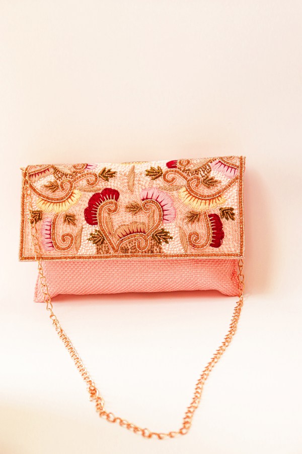 Peach Evening Clutch Bag for Women