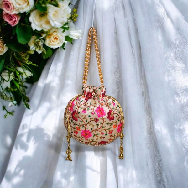 Designer Silk Potlis with Intricate Embroidery Patterns